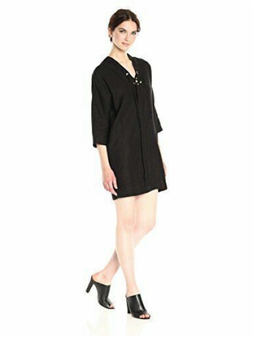 Three Dots Black Tunic Top